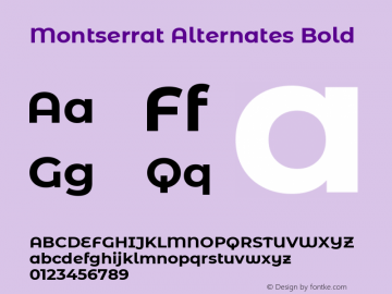 Montserrat Alternates Bold Version 7.200 Font Sample