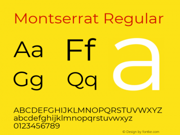 Montserrat Regular Version 7.200 Font Sample