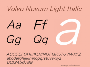 Volvo Novum Light Italic Version 1.005 Font Sample