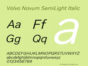 Volvo Novum SemiLight Italic Version 1.005图片样张