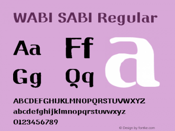 WABISABI WABI SABI Version 1.001 Font Sample