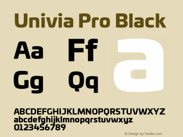 UniviaProBlack Version 001.000 Font Sample