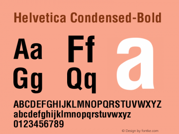 Helvetica Condensed Bold Version 001.001 Font Sample