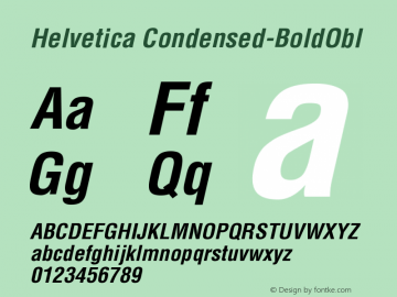 Helvetica.Condensed Bold Oblique Version 001.001 Font Sample