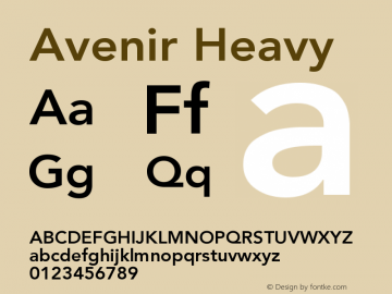 Avenir 85 Heavy Version 001.001 Font Sample