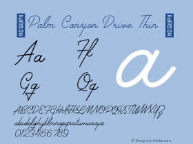 ☞Palm Canyon Drive Thin Version 1.000;PS 001.000;hotconv 1.0.88;makeotf.lib2.5.64775;com.myfonts.retro-supplyco.palm-canyon-drive.thin.wfkit2.iURU图片样张