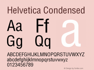 Helvetica Condensed Medium Version 001.001 Font Sample