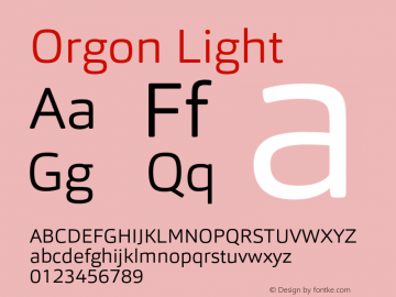 Orgon-Light Version 1.000 Font Sample