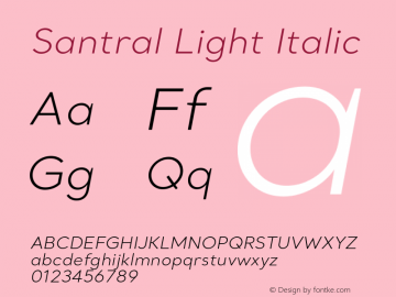 Santral LightItalic Version 1.001 Font Sample