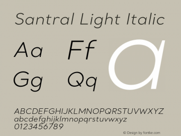 Santral-LightItalic Version 1.001 Font Sample