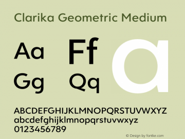 Clarika Geometric Medium Version 1.006;PS 001.006;hotconv 1.0.88;makeotf.lib2.5.64775图片样张