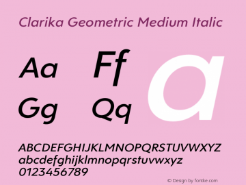 Clarika Geometric Medium Italic Version 1.006图片样张