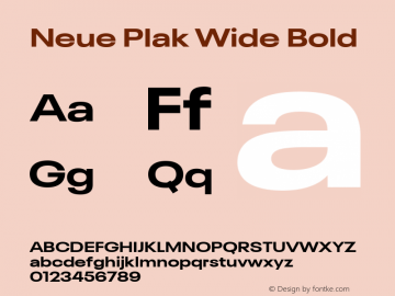 Neue Plak Wide Bold Version 1.00, build 9, s3 Font Sample