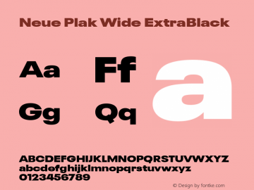 Neue Plak Wide ExtraBlack Version 1.00, build 9, s3 Font Sample