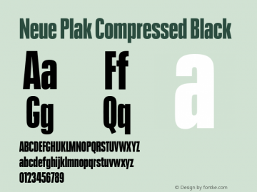 Neue Plak Compressed Black Version 1.00, build 9, s3 Font Sample