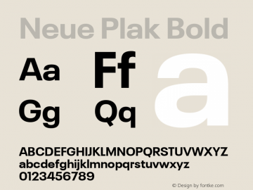 Neue Plak Bold Version 1.00, build 9, s3 Font Sample