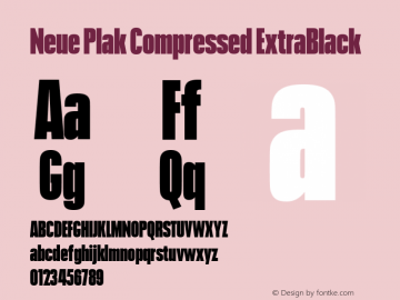Neue Plak Compressed ExtraBlack Version 1.00, build 9, s3 Font Sample