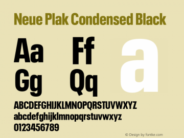 Neue Plak Condensed Black Version 1.00, build 9, s3 Font Sample