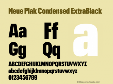 Neue Plak Condensed ExtraBlack Version 1.00, build 9, s3 Font Sample