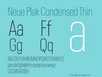 Neue Plak Condensed Thin Version 1.00, build 9, s3 Font Sample