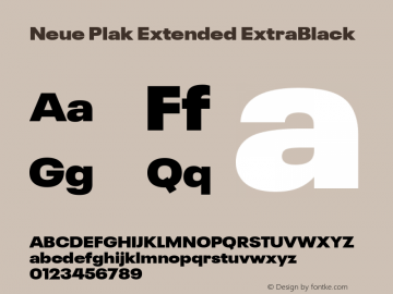 Neue Plak Extended ExtraBlack Version 1.00, build 9, s3 Font Sample