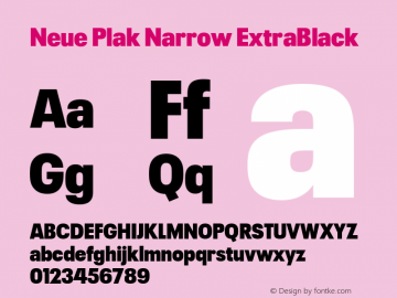 Neue Plak Narrow ExtraBlack Version 1.00, build 9, s3 Font Sample