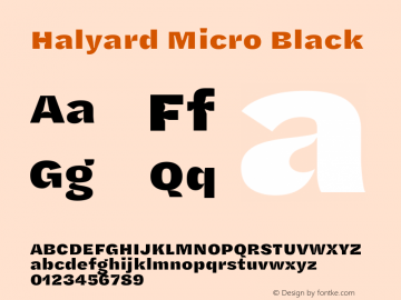 Halyard Micro Black Version 1.001 Font Sample