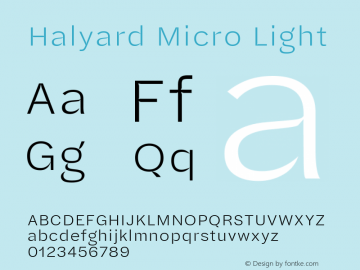 Halyard Micro Light Version 1.001 Font Sample