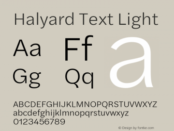 Halyard Text Light Version 1.001 Font Sample