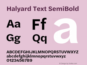 Halyard Text SemiBold Version 1.001 Font Sample