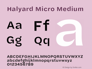 Halyard Micro Medium Version 1.001 Font Sample
