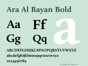 Ara Al Bayan Bold Version 1.000;PS 002.000;hotconv 1.0.70;makeotf.lib2.5.58329图片样张