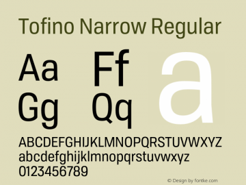 TofinoNarrow-Regular Version 3.000;PS 003.000;hotconv 1.0.88;makeotf.lib2.5.64775 Font Sample