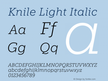 Knile-LightItalic Version 001.000图片样张