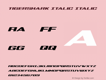 Tigershark Italic Version 2.0; 2018 Font Sample