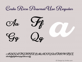 Costa Rica Personal Use Version 1.000 Font Sample