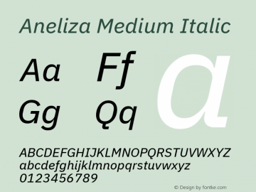 Aneliza Medium Italic Version 2.1; ttfautohint (v1.6)图片样张