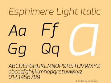 Esphimere Light Italic Version 1.10 August 5, 2016图片样张