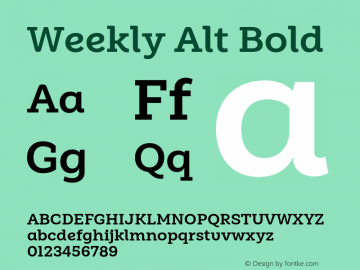 Weekly Alt Bold Version 1.000;PS 001.000;hotconv 1.0.88;makeotf.lib2.5.64775 Font Sample