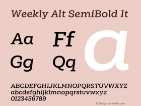 Weekly Alt SemiBold It Version 1.000;PS 001.000;hotconv 1.0.88;makeotf.lib2.5.64775 Font Sample