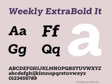 Weekly ExtraBold It Version 1.000;PS 001.000;hotconv 1.0.88;makeotf.lib2.5.64775图片样张