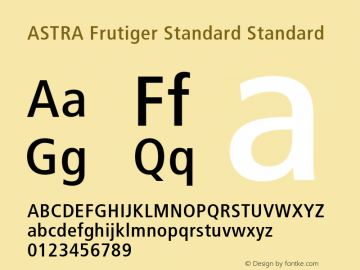 ASTRA Frutiger Standard Version 001.000 Font Sample