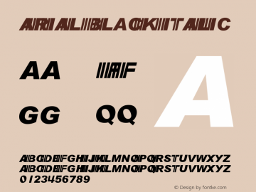 Arial Black Italic Version 1.00;August 1, 2018;FontCreator 11.0.0.2412 64-bit图片样张