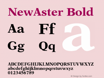 NewAster-Bold Version 001.000 Font Sample