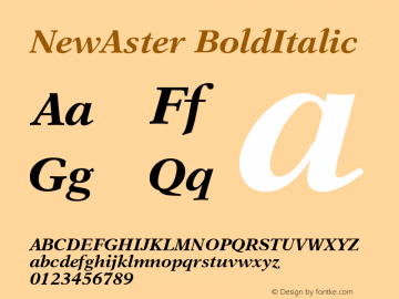 NewAster-BoldItalic Version 001.000 Font Sample
