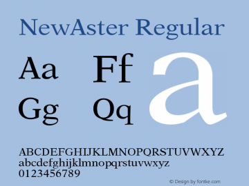 NewAster-Regular Version 001.000 Font Sample