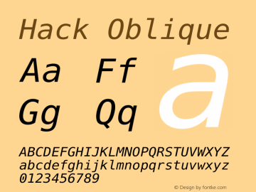 Hack Oblique 1.0.0 Font Sample