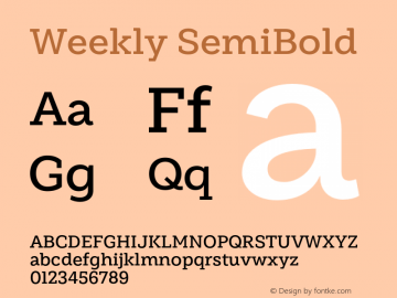 Weekly SemiBold Version 1.000;PS 001.000;hotconv 1.0.88;makeotf.lib2.5.64775 Font Sample