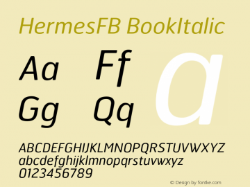 HermesFB BookItalic Version 1.000;PS 001.000;hotconv 1.0.88;makeotf.lib2.5.64775 Font Sample