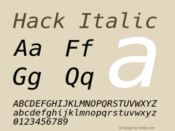 Hack Italic 1.3 Font Sample